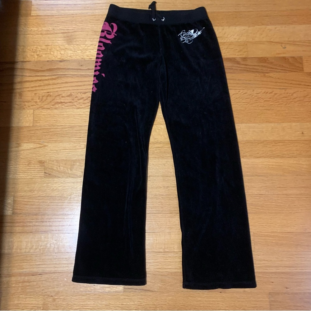 Juicy Couture Pam Gela Bloomies Velour Sweatpants Black Girls Youth Size 14